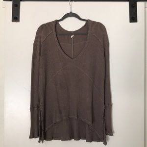 Free People Long Sleeve Thermal Tunic Mocha XS
